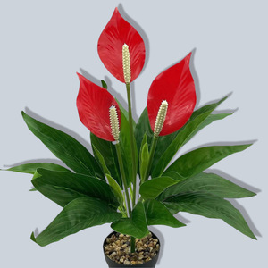 Plantes artificielles Mengjie Anthurium rouge imprimé en 3D en PVC souple en pot Décoration intérieure - Product Image 1