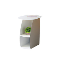 Lampe de sol décorative minimaliste moderne pour salon, avec étagère de rangement intégrée, charge sans fil pour audio et lumière chaude pour chambre à coucher