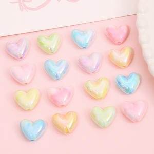 Wholesale 5pcs/bag Acrylic <b>Loose</b> <b>Beads</b> Macaron Color Electroplated Heart Vertical Hole Acrylic <b>Loose</b> <b>Beads</b> for Jewelry Making - Product Image 2