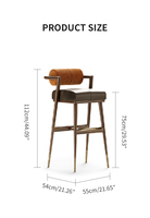 Chaise de bar moderne de style nordique, en bois massif, avec accoudoirs, pieds en métal doré, tabouret de bar pour comptoir de cuisine, chaise haute, tabouret, Émirats arabes unis