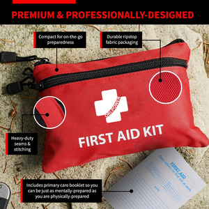 Trousse de premiers secours d'urgence ORIPOWER Mini Rouge en tissu Oxford 420D imperméable avec revêtement PVC et boucles d'oreille double face - Product Image 3