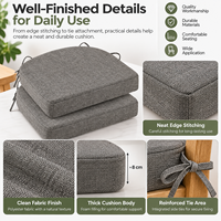 Coussin de chaise universel avec attaches, respirant, en mousse de polyester, pour chaises de salle à manger, de bureau ou de patio