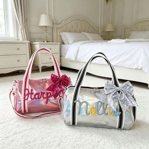 Sac de danse personnalisé avec nom pour filles et femmes, rose argenté, brillant laser, sac à dos de gym pour ballet et danse latine - Product Image 5
