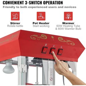 Machine à popcorn commerciale Vevor, capacité 8 oz, 850 W, style cinéma, pour la restauration - Product Image 4