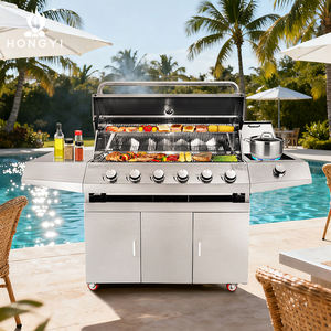Современный роскошный газовый гриль с 6 горелками из углеродистой стали с порошковым покрытием портативный складной природный газ для кухонных вечеринок - Product Image 2