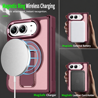 Étui de téléphone magnétique pliable 2-en-1 avec béquille dissimulée, coque de protection intégrale en PC doux au toucher pour téléphone pliable 18