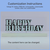 Panneau acrylique personnalisé pour table, panneau lumineux LED Joyeux Anniversaire, enseigne néon, lettres décoratives avec éclairage, support autoportant pour entreprise