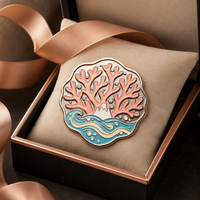 Émail souple personnalisé Corail Vague du Mont Fuji avec placage nickel, sculpture artistique, design ange, cadeau de collection