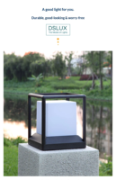 Lampe de poteau extérieure IP65 E27 DSLUX avec ampoule LED remplaçable, corps en aluminium et PC, MAX 40W, 3000K-6500K, éclairage pour jardin, clôture, portail, villa