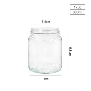 Bocaux à miel en verre uniques et transparents en forme de nid d'abeille, vides, de 380 ml et 700 ml, avec couvercles métalliques pour l'emballage alimentaire, bouteille facile à saisir - Product Image 5
