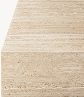 Table basse rectangulaire contemporaine de luxe de conception italienne en travertin naturel beige, meubles de salon