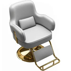 Hot Sales Barber Oil Pump Hydraulic Chair New Beige And Golden Hair Salon Chairs With Headrest