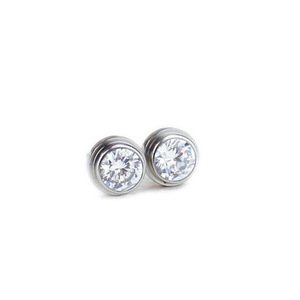 <b>Stud</b> <b>Earrings</b> 6Mm Rose Gold Round Zircon Bezel Setting Stainless Steel Fashion Jewelry - Product Image 3