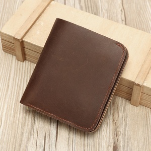 Vintage Fashion Genuine Leather Cowhide Lining Light Weight Zipper Coin Purse Men's Dollar Bill Wallet High-End - Product Image 1