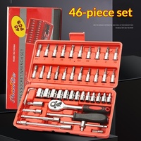 Jeu de clés à cliquet de 46 pièces, petit modèle, 1/4 pouce, kit de réparation automobile n° Boîtier en acier et plastique 45 pour l'entretien de la quincaillerie domestique