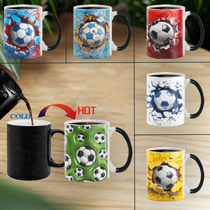 Hot Selling 3D Football Pattern Color Changing Mug, Ceramic Heat Sensitive Coffee Water <b>Cup</b>, Creative Funny Gift for Football Lo - Product Image 1