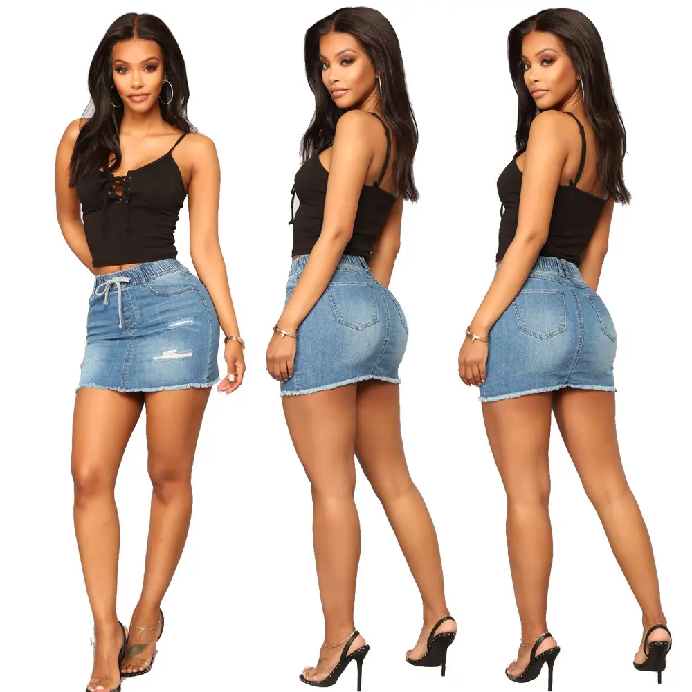 OEM Großhandel kurze niedrige Taille lässig sexy dünne Frauen Denim Minirock Damen Jeans