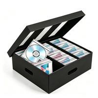 Boîte de rangement rigide en carton ondulé personnalisée pour CD avec fenêtre transparente en PVC pour collection de disques, rangement à domicile ou au bureau