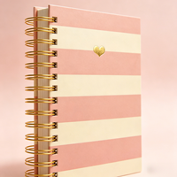 Carnet de notes en spirale à rayures roses personnalisé en gros pour l'école et le bureau