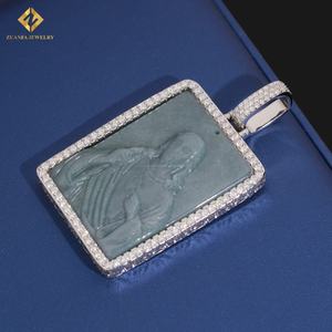 Nuevo y Moderno Collar con Colgante Religioso de Jesús, con Certificado GRA, Completamente Engastado, Estilo Hip Hop, Plata 925, Diamante Moissanita VVS1, Jade - Product Image 5