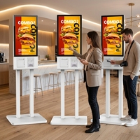 Kiosque de libre-service pour restaurant avec écran de menu numérique et terminal de paiement POS pour cafétéria et aire de restauration