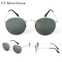 Lunettes de soleil rondes rétro en acier haut de gamme pour hommes et femmes Lunettes de soleil à monture dorée et grise