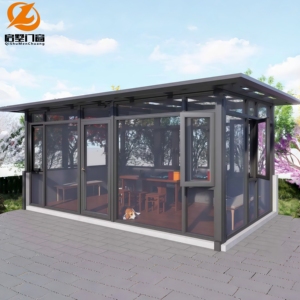 Maison <span class=keywords><strong>en</strong></span> verre à cadre étroit moderne <span class=keywords><strong>en</strong></span> aluminium avec verre feuilleté trempé et toit à faible émissivité pour une vie extérieure éco-responsable - Product Image 6