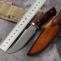 Bochen Hochwertiges SKD 11 Stahl-Messer mit Feststehender Klinge, Sand-Eisen-Holzgriff, Jagdmesser, Bowie-Messer für Camping