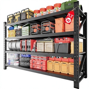 מדפי אחסון גדולים ועומדים, 71.3 אינץ' רוחב, 4 קומות, עמידים במיוחד, מתכווננים, למוסך, קיבולת 5000 ליברות, בצבע שחור - Product Image 1