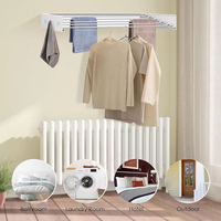 Séchoir à linge mural pliable en acier inoxydable, très vendu, 5 niveaux, revêtement en poudre, pour cuisine et salon