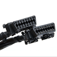 Cable de extensión OBD2 de 16 Pines, convertidor de conexión de ordenador de coche de un minuto y dos, arnés de cableado de PVC de 30CM para automóviles