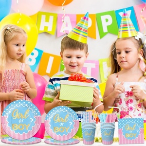 Tema moderno rosa <span class=keywords><strong>blu</strong></span> che rivela il genere per bambini che svelano le stoviglie per feste Set per ragazzi ragazze tovaglioli di carta bicchieri per il genere rivelano il bambino - Product Image 1