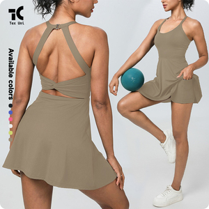 Nuevo estilo, sensación desnuda, cuello Halter, hermosa espalda, antiexposición, correr al aire libre, Fitness, deportes, simulacro <span class=keywords><strong>de</strong></span> vestido <span class=keywords><strong>de</strong></span> tenis <span class=keywords><strong>de</strong></span> dos piezas - Product Image 3