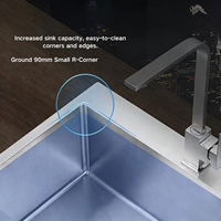Évier de cuisine multifonctionnel monobloc en acier inoxydable 304 brossé, fait main, moderne, argenté, 3-5 mm, pour usage polyvalent