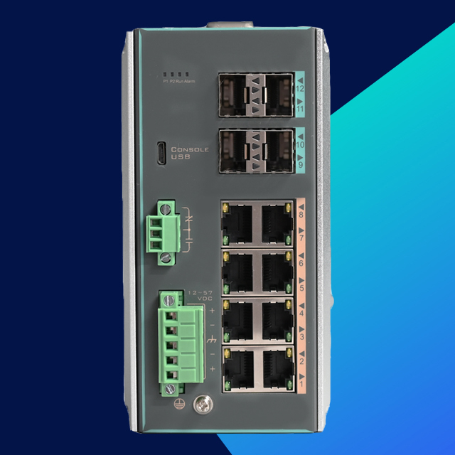 Cost-Effective 12-Port Fast Layer 2 Managed Industrial Ethernet Switch for Warehouse IoT Sensors
