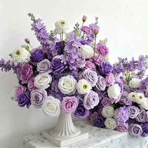 Ornement de table floral artificiel fait main de haute qualité en forme de boule de fleurs violettes pour mariage, vente en gros - Product Image 4