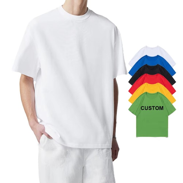 250 Gsm Heavyweight 100% Cotton Breathable Eco-Friendly Custom High Quality Blank Oversized Embroidery Embossed Crew Neck Mens T