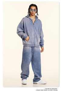 Ensemble veste cardigan thermique 360G tendance pour homme W2427 XIYU, sweat à capuche doublé polaire, pantalon décontracté droit, hiver - Product Image 5