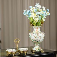 Style rétro décor antique créatif peint chinois Vase incrustation de cuivre ornement créatif Vase en céramique pour arrangement de fleurs Vase