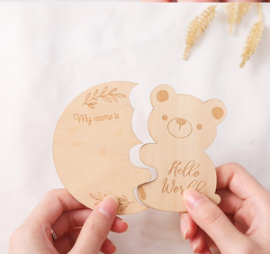 Cartes de développement mensuel en bois 3D interchangeables pour bébé nouveau-né, en forme d'ours en peluche, pour annonce de naissance et baby shower - Product Image 5