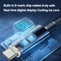 Focus Affichage LED Câble USB C 60W 480Mbps Nylon Charge Rapide Type c Câbles de Date pour Iphone 15 16 Pro huawei xiaomi