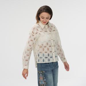 Blusas de Mujer al por Mayor, Camisas de Manga Larga con Encaje Calado, Blusas Elegantes para Mujer - Product Image 2