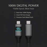Cable Tipo-C TKT en Oferta, Cable de Sincronización de Datos USB-C con Pantalla LED Inteligente Mejorada, Cargador PD de Alta Velocidad de 100 W para iPad y Android