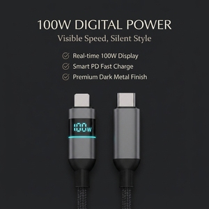 TKT 热销 Type-C 数据线升级版智能 LED 屏幕 100W 高速 PD 充电器 USB-C 数据同步线 适用于 iPad 和 Android - Product Image 4