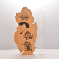 Trophée en verre cristal transparent léger Prix d'usine Trophées de récompense en bois et verre respectueux de l'environnement