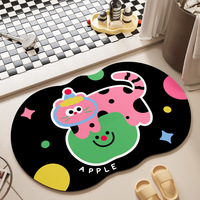 Tapis de salle de bain moderne en boue de diatomée super absorbante, motif chiot mignon, séchage rapide, antidérapant, pour la maison et l'hôtel, tapis de sol pour chambre d'enfant