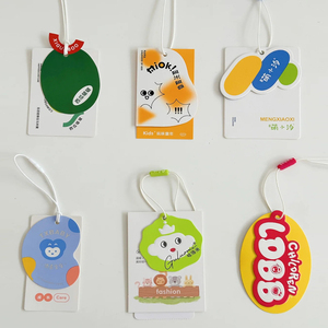Étiquettes de vêtements en gros avec motif ours, cartes personnalisées avec logo, étiquettes suspendues double couche pour vêtements avec cordon - Product Image 3