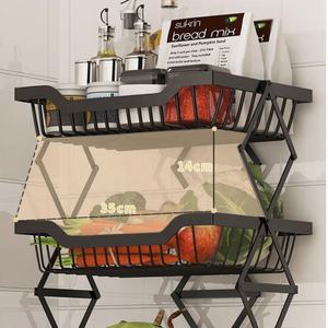 Estante organizador <span class=keywords><strong>de</strong></span> frutas y verduras plegable <span class=keywords><strong>de</strong></span> acero negro <span class=keywords><strong>de</strong></span> 4 niveles, cesta <span class=keywords><strong>de</strong></span> almacenamiento <span class=keywords><strong>de</strong></span> cocina, estante con <span class=keywords><strong>ruedas</strong></span> rodantes - Product Image 5