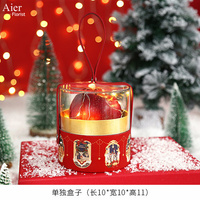 Aierflorist, recién llegado, caja circular de manzana de fruta de Navidad estrellada, caja de dulces de Navidad, caja vacía redonda con ventana acrílica