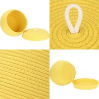 Panier de rangement rond en corde de coton tressée avec couvercle 13x9 pouces, organisateur domestique pour articles divers, panier de rangement pour étagère